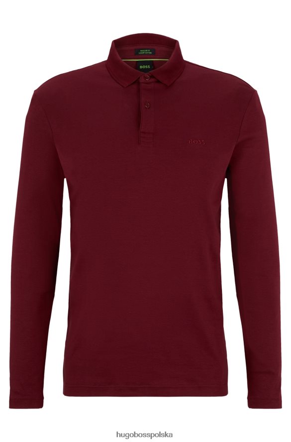 Hugo Boss Ciemnoczerwona koszulka polo Hugo z bawełny interlock i tonalnym logo ciemno czerwony R0X0H61085