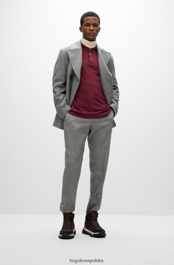 Hugo Boss Ciemnoczerwona koszulka polo hugo z organicznej bawełny z haftowanym logo ciemno czerwony R0X0H61002