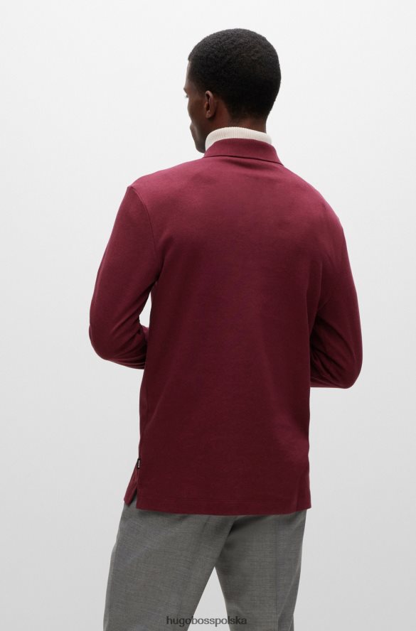 Hugo Boss Ciemnoczerwona koszulka polo hugo z organicznej bawełny z haftowanym logo ciemno czerwony R0X0H61002