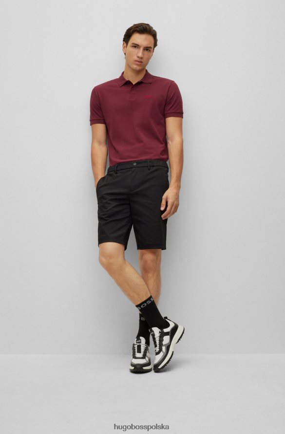 Hugo Boss Ciemnoczerwona koszulka polo hugo z organicznej bawełny z kontrastowym logo ciemno czerwony R0X0H61157
