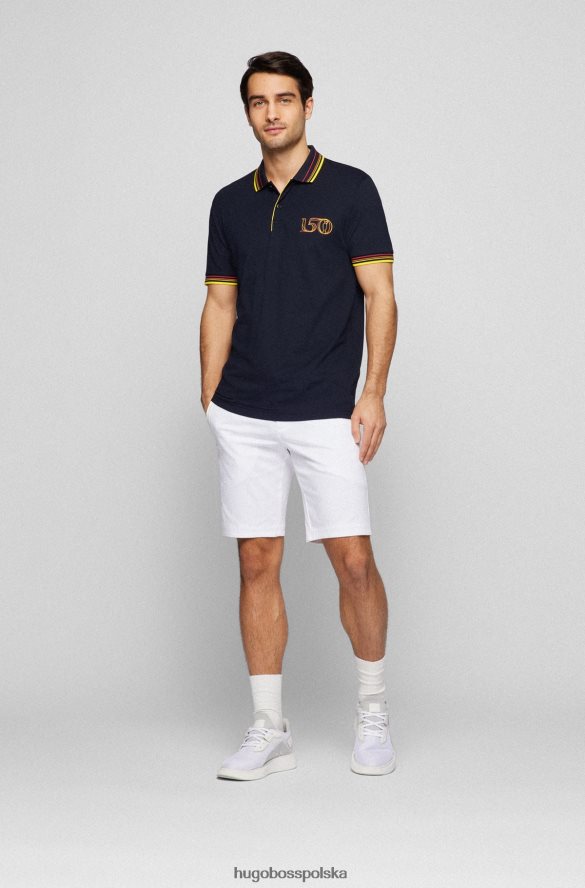 Hugo Boss Ciemnoniebieska koszulka polo hugo z mieszanki bawełny z otwartą grafiką brytyjską ciemny niebieski R0X0H64613