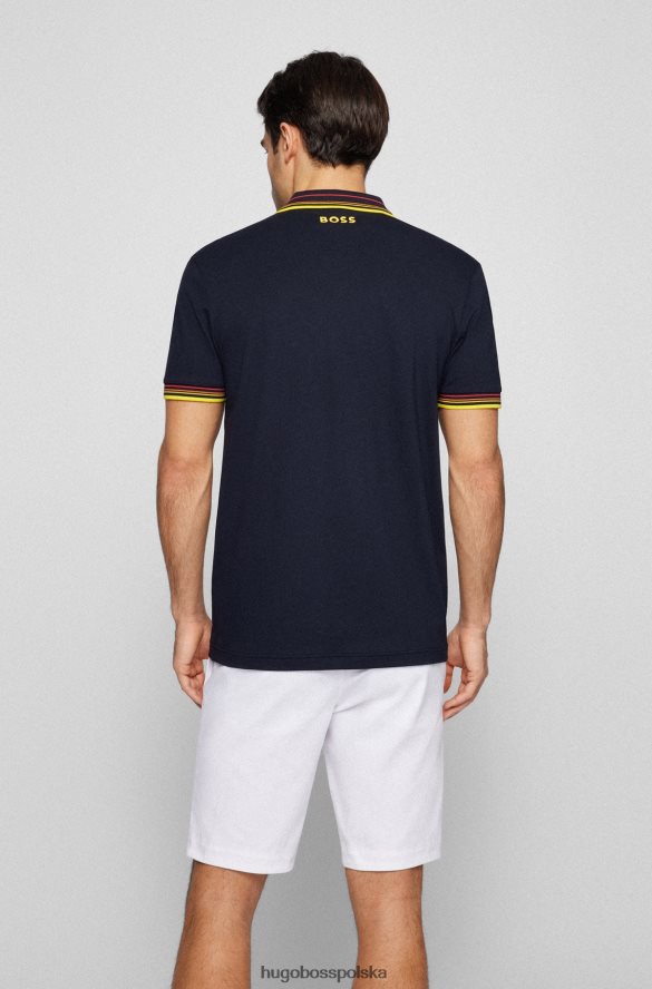 Hugo Boss Ciemnoniebieska koszulka polo hugo z mieszanki bawełny z otwartą grafiką brytyjską ciemny niebieski R0X0H64613