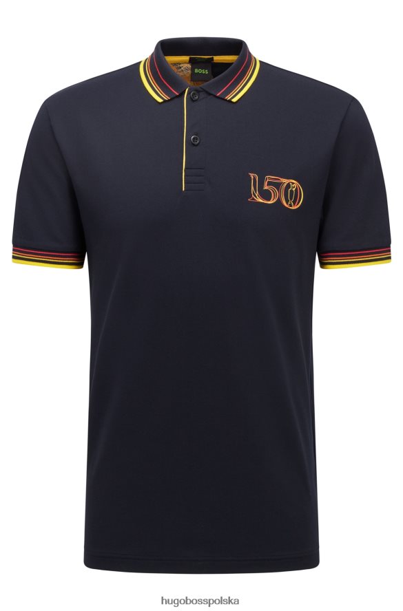 Hugo Boss Ciemnoniebieska koszulka polo hugo z mieszanki bawełny z otwartą grafiką brytyjską ciemny niebieski R0X0H64613