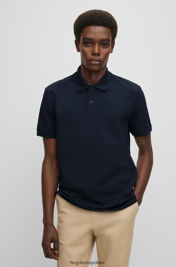 Hugo Boss Ciemnoniebieska koszulka polo hugo z organicznej bawełny z haftowanym logo ciemny niebieski R0X0H61936
