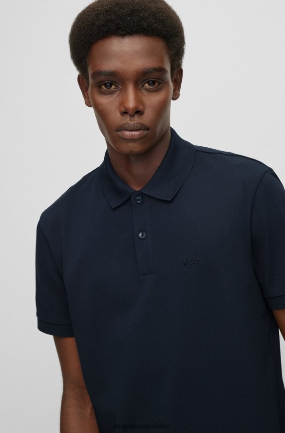 Hugo Boss Ciemnoniebieska koszulka polo hugo z organicznej bawełny z haftowanym logo ciemny niebieski R0X0H61936