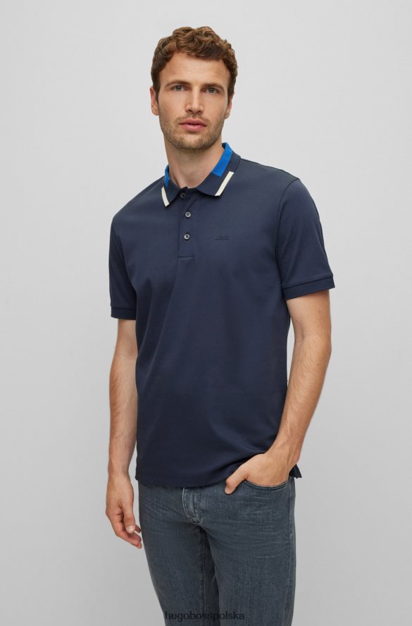 Hugo Boss Ciemnoniebieska koszulka polo o dopasowanym kroju hugo z merceryzowanej bawełny ciemny niebieski R0X0H62030