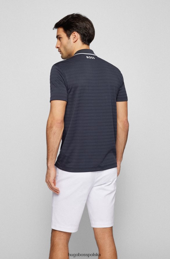 Hugo Boss Ciemnoniebieska koszulka polo typu slim fit z dzianiny Hugo i kontrastowym brandingiem ciemny niebieski R0X0H63202