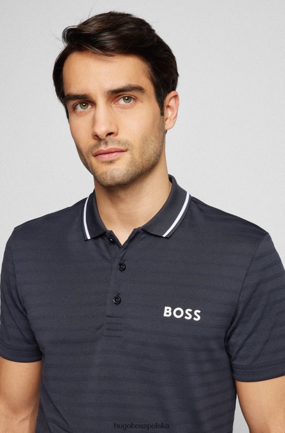 Hugo Boss Ciemnoniebieska koszulka polo typu slim fit z dzianiny Hugo i kontrastowym brandingiem ciemny niebieski R0X0H63202