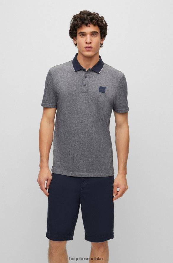 Hugo Boss Ciemnoniebieska koszulka polo z bawełny oxford hugo z naszywką z logo ciemny niebieski R0X0H62467