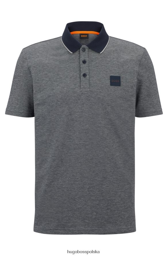 Hugo Boss Ciemnoniebieska koszulka polo z bawełny oxford hugo z naszywką z logo ciemny niebieski R0X0H62467