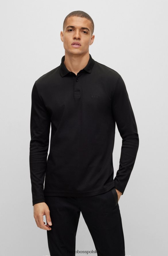 Hugo Boss Czarna, bawełniana koszulka polo hugo interlock z tonalnym logo czarny R0X0H61084