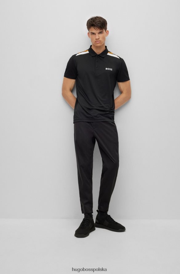 Hugo Boss Czarna koszulka polo Hugo z aktywnym stretchem i nadrukiem w paski czarny R0X0H62042