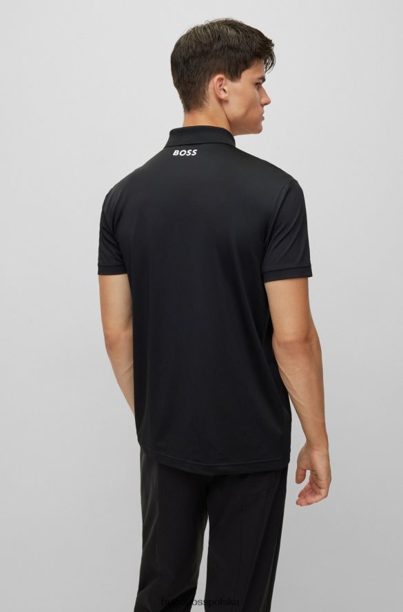 Hugo Boss Czarna koszulka polo Hugo z aktywnym stretchem i nadrukiem w paski czarny R0X0H62042