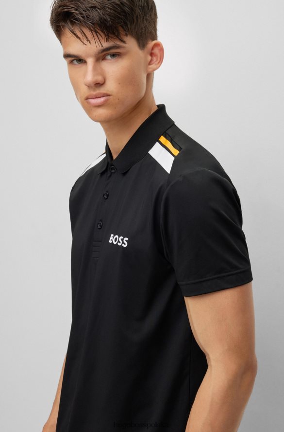 Hugo Boss Czarna koszulka polo Hugo z aktywnym stretchem i nadrukiem w paski czarny R0X0H62042