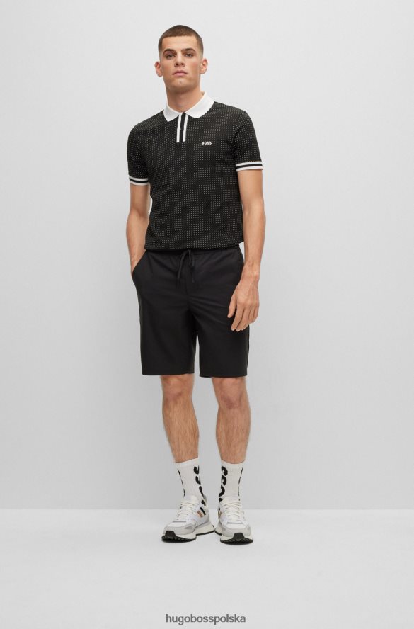 Hugo Boss Czarna koszulka polo Hugo z elastycznej bawełny o dopasowanym kroju i nadrukiem w kropki czarny R0X0H63941