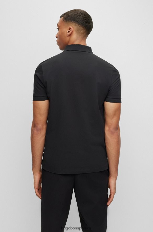 Hugo Boss Czarna koszulka polo hugo z bawełny organicznej z haftowanym logo czarny R0X0H61943