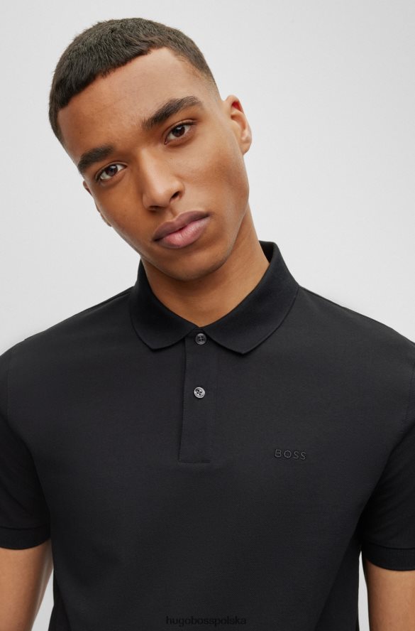 Hugo Boss Czarna koszulka polo hugo z bawełny organicznej z haftowanym logo czarny R0X0H61943
