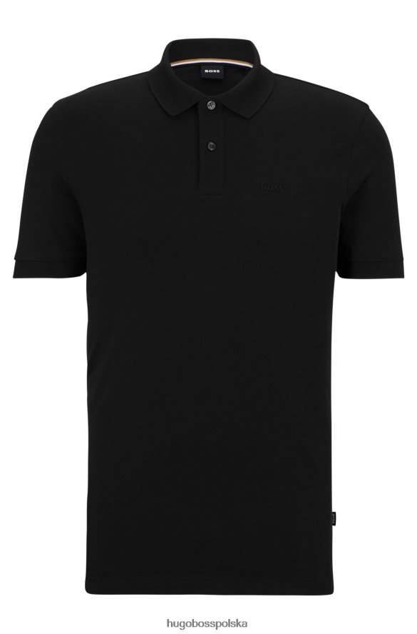 Hugo Boss Czarna koszulka polo hugo z bawełny organicznej z haftowanym logo czarny R0X0H61943