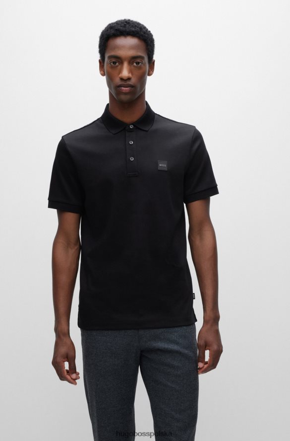 Hugo Boss Czarna koszulka polo hugo z bawełny organicznej z naszywką z logo czarny R0X0H61508