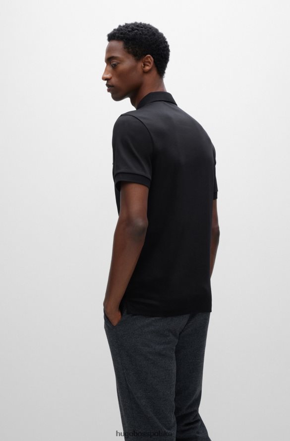 Hugo Boss Czarna koszulka polo hugo z bawełny organicznej z naszywką z logo czarny R0X0H61508