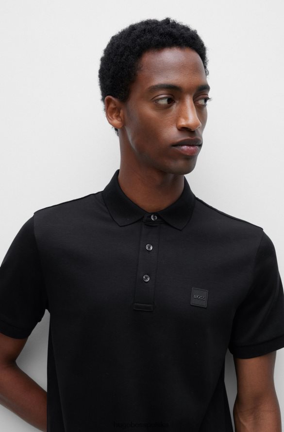 Hugo Boss Czarna koszulka polo hugo z bawełny organicznej z naszywką z logo czarny R0X0H61508