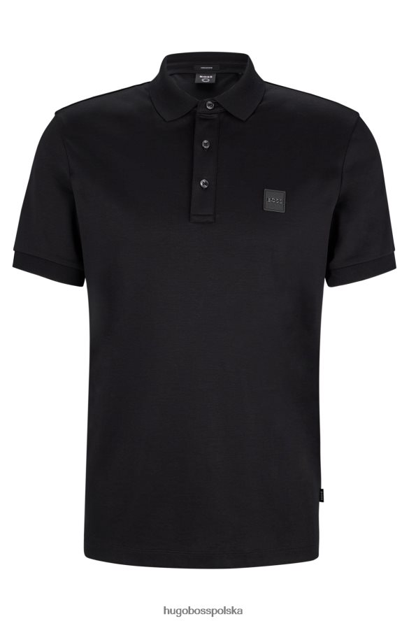 Hugo Boss Czarna koszulka polo hugo z bawełny organicznej z naszywką z logo czarny R0X0H61508