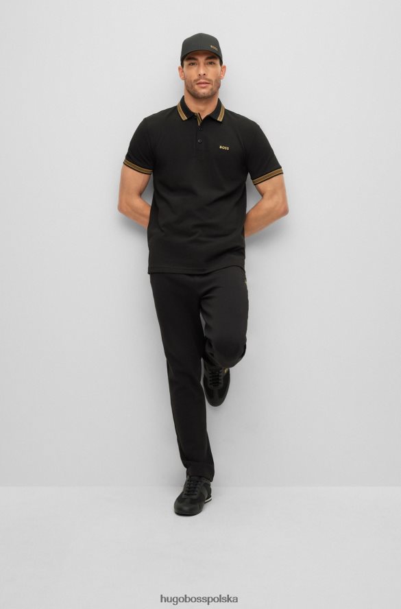 Hugo Boss Czarna koszulka polo hugo z bawełny organicznej z zakrzywionym logo czarny R0X0H61196