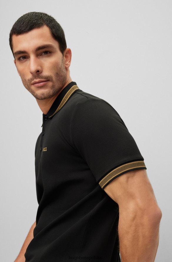 Hugo Boss Czarna koszulka polo hugo z bawełny organicznej z zakrzywionym logo czarny R0X0H61196