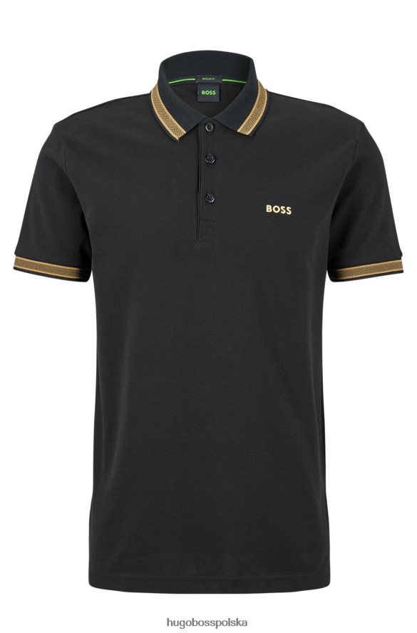 Hugo Boss Czarna koszulka polo hugo z bawełny organicznej z zakrzywionym logo czarny R0X0H61196