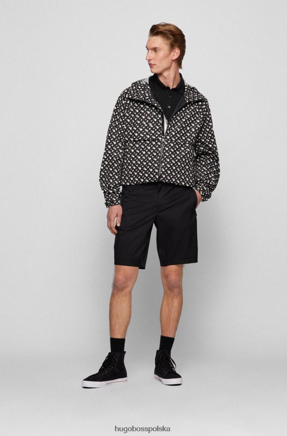 Hugo Boss Czarna koszulka polo o dopasowanym kroju, wykonana z elastycznej bawełny, z naszywką z logo hugo czarny R0X0H61627