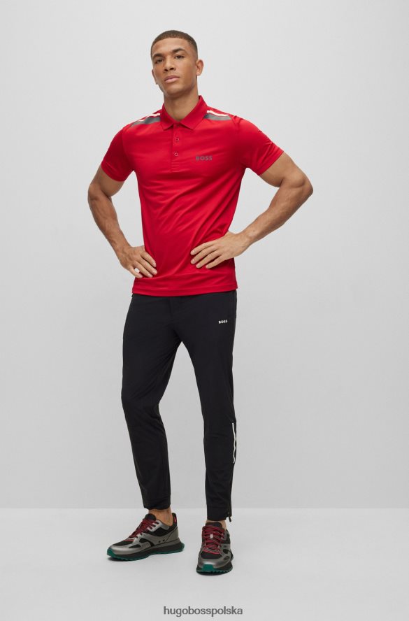 Hugo Boss Czerwona koszulka polo hugo z aktywnym stretchem i nadrukiem w paski czerwony R0X0H62043