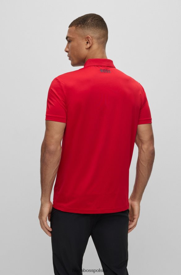 Hugo Boss Czerwona koszulka polo hugo z aktywnym stretchem i nadrukiem w paski czerwony R0X0H62043