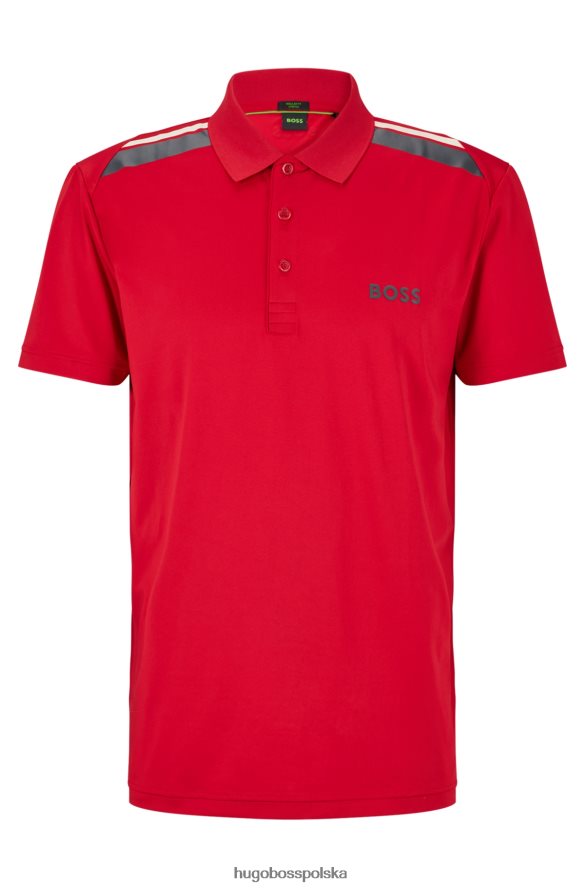 Hugo Boss Czerwona koszulka polo hugo z aktywnym stretchem i nadrukiem w paski czerwony R0X0H62043