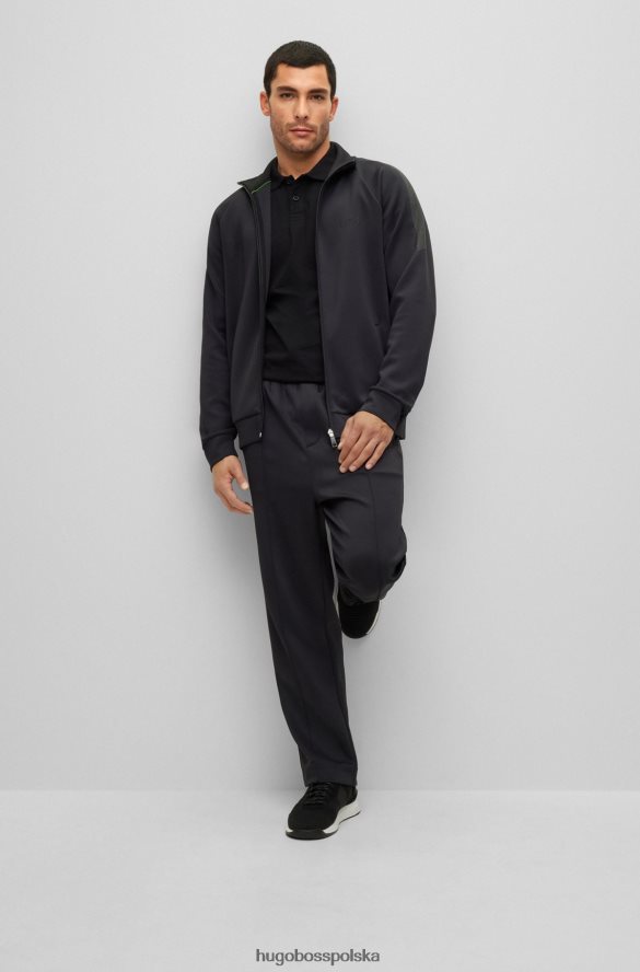 Hugo Boss Dopasowana koszulka polo z elastycznej bawełny z detalami ze strasu, czarna hugo czarny R0X0H63595