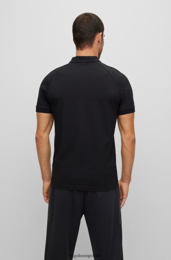 Hugo Boss Dopasowana koszulka polo z elastycznej bawełny z detalami ze strasu, czarna hugo czarny R0X0H63595