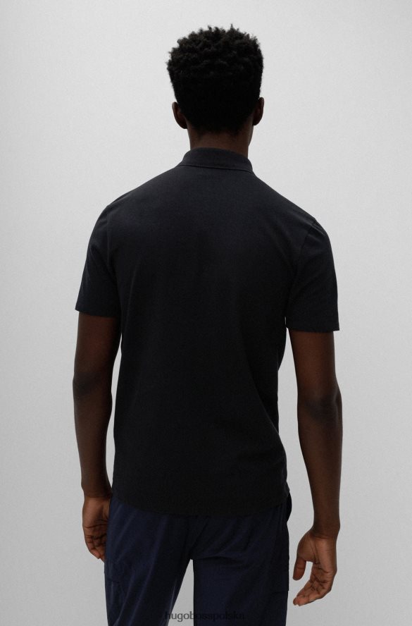 Hugo Boss Dopasowana koszulka polo z elastycznej bawełny z nadrukiem robota, czarna hugo czarny R0X0H64295
