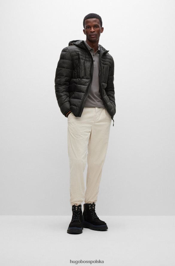 Hugo Boss Dopasowana koszulka polo z elastycznej bawełny z naszywką z logo w kolorze ciemnoszarym hugo ciemno szary R0X0H61626