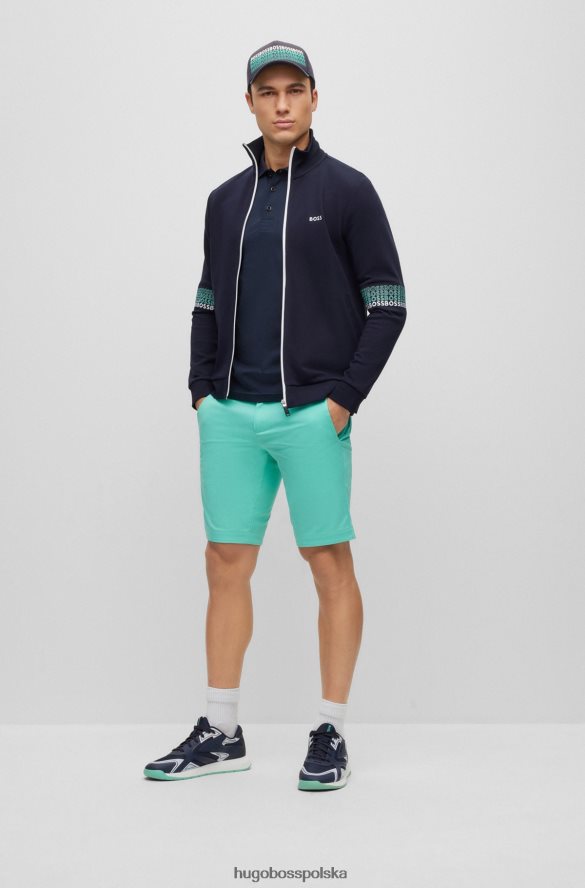 Hugo Boss Dopasowana koszulka polo z elastycznej bawełny z okrągłym brandingiem hugo w kolorze ciemnoniebieskim ciemny niebieski R0X0H63922