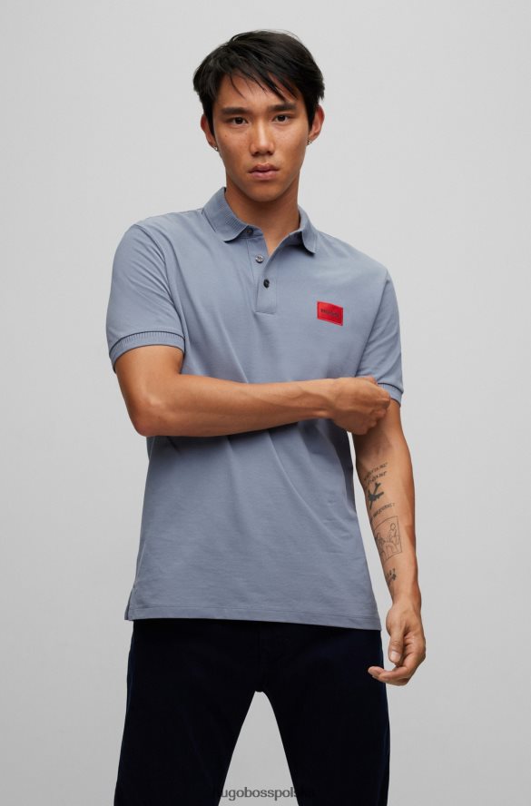Hugo Boss Hugo bawełniana koszulka polo slim-fit z czerwoną metką z logo w kolorze niebieskim niebieski R0X0H63111