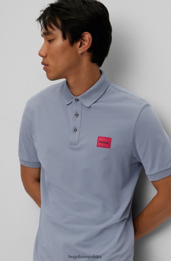 Hugo Boss Hugo bawełniana koszulka polo slim-fit z czerwoną metką z logo w kolorze niebieskim niebieski R0X0H63111