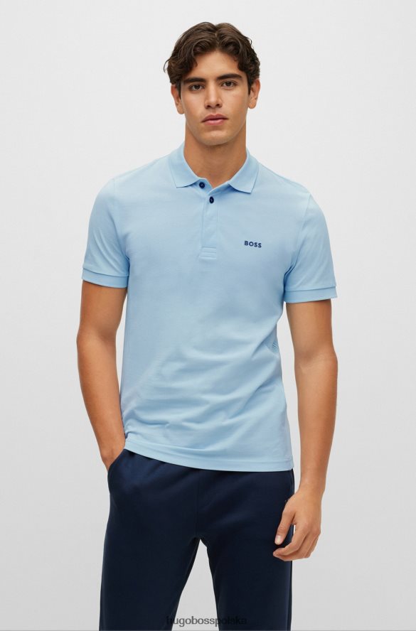 Hugo Boss Hugo bawełniana koszulka polo slim-fit z wstawkami w paski w kolorze jasnoniebieskim jasny niebieski R0X0H61502