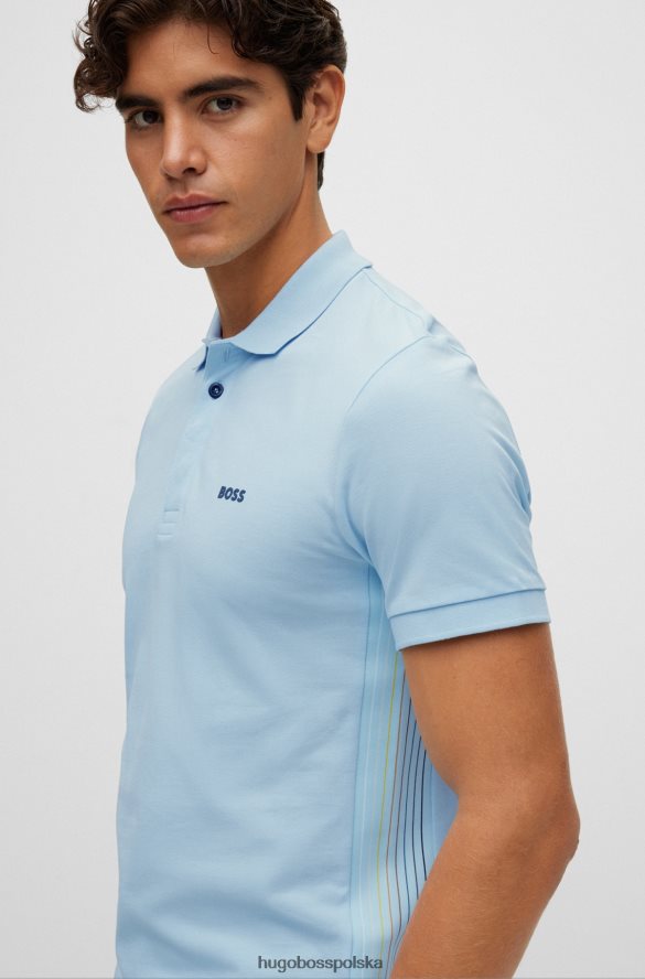 Hugo Boss Hugo bawełniana koszulka polo slim-fit z wstawkami w paski w kolorze jasnoniebieskim jasny niebieski R0X0H61502