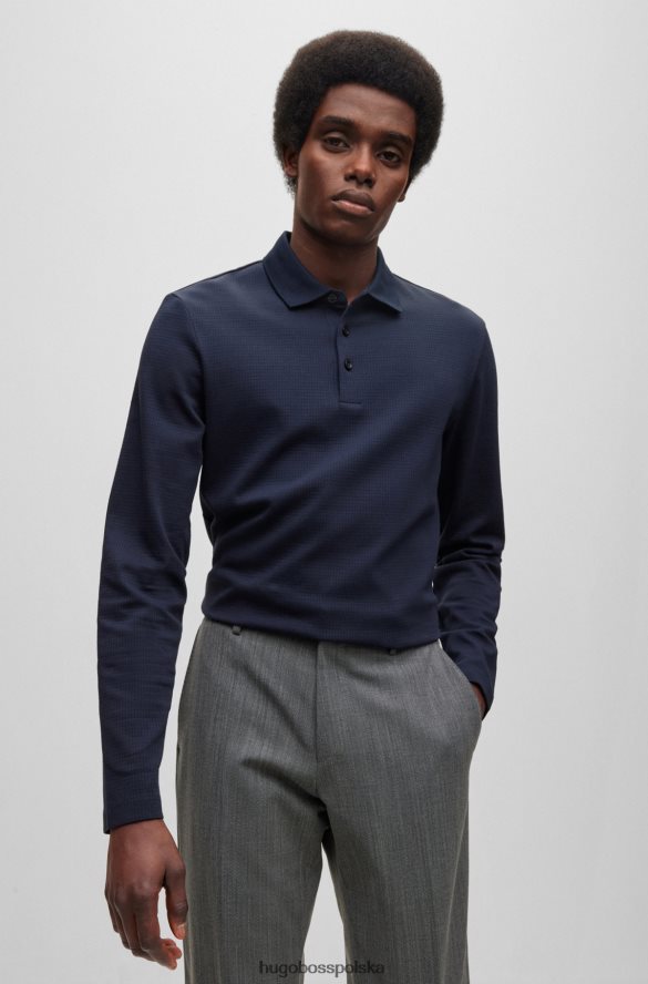 Hugo Boss Hugo ciemnoniebieska koszulka polo slim-fit z merceryzowanej bawełny o strukturze wafla ciemny niebieski R0X0H62802