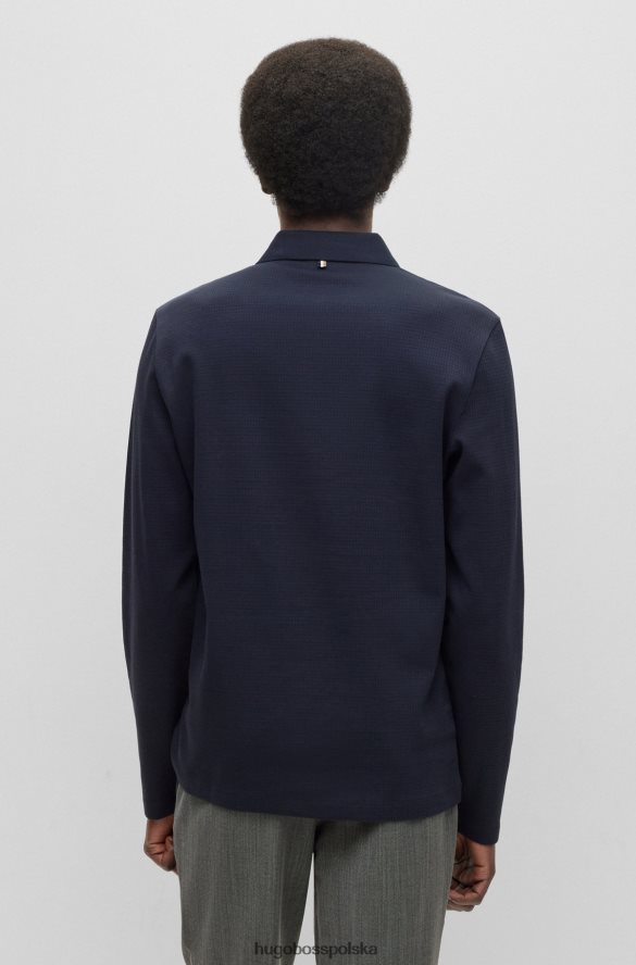 Hugo Boss Hugo ciemnoniebieska koszulka polo slim-fit z merceryzowanej bawełny o strukturze wafla ciemny niebieski R0X0H62802