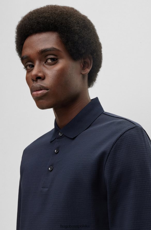 Hugo Boss Hugo ciemnoniebieska koszulka polo slim-fit z merceryzowanej bawełny o strukturze wafla ciemny niebieski R0X0H62802