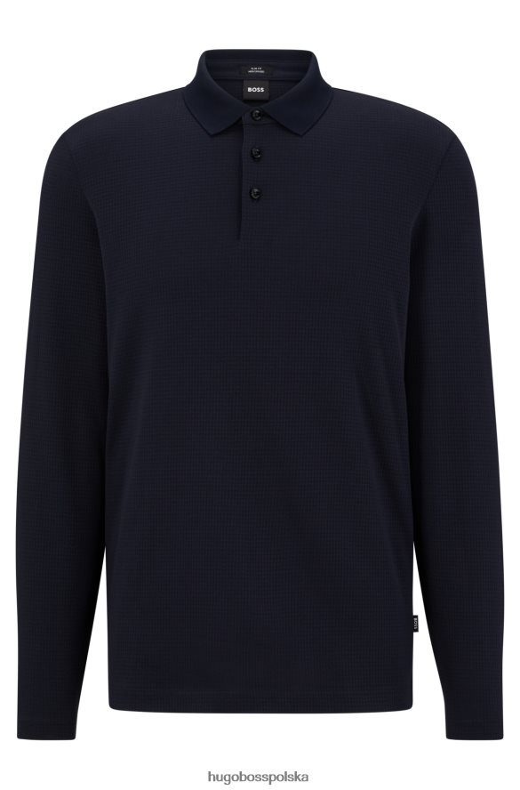 Hugo Boss Hugo ciemnoniebieska koszulka polo slim-fit z merceryzowanej bawełny o strukturze wafla ciemny niebieski R0X0H62802