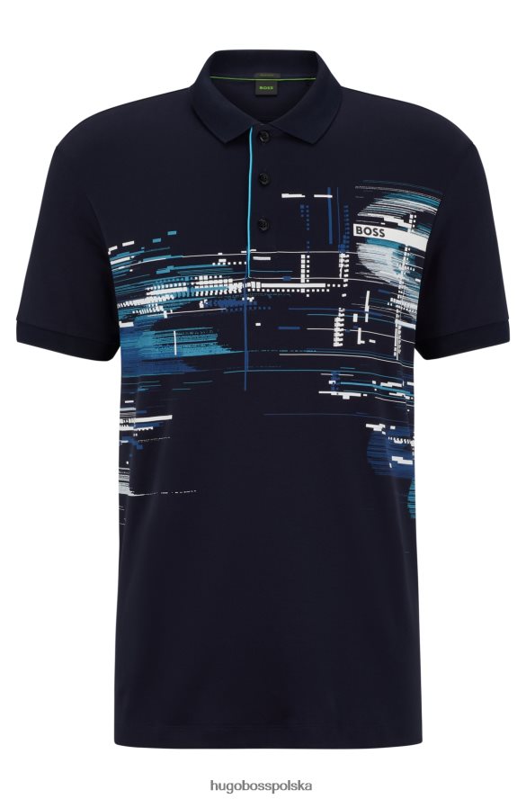 Hugo Boss Hugo interlock – bawełniana koszulka polo o regularnym kroju z ciemnoniebieską grafiką sezonową ciemny niebieski R0X0H61869