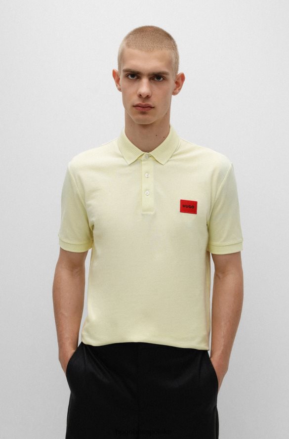 Hugo Boss Hugo jasnożółta koszulka polo slim-fit z bawełny piqu¦ z czerwoną metką z logo jasny zółty R0X0H63110