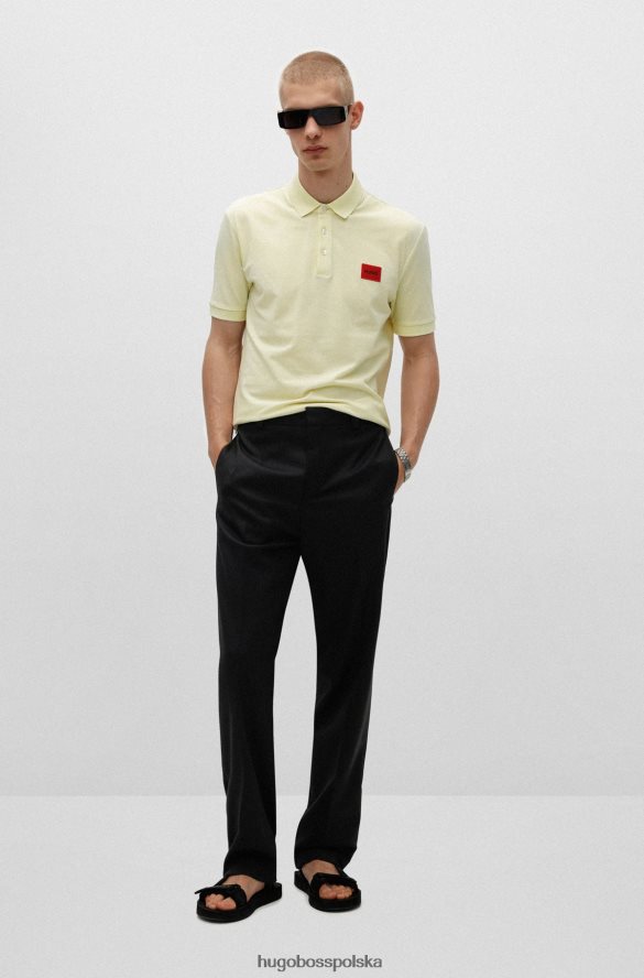 Hugo Boss Hugo jasnożółta koszulka polo slim-fit z bawełny piqu¦ z czerwoną metką z logo jasny zółty R0X0H63110