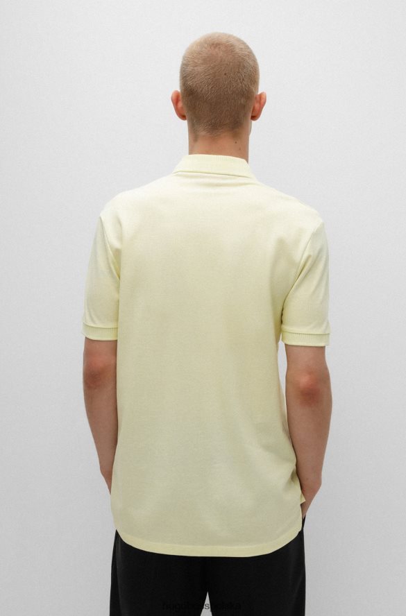 Hugo Boss Hugo jasnożółta koszulka polo slim-fit z bawełny piqu¦ z czerwoną metką z logo jasny zółty R0X0H63110